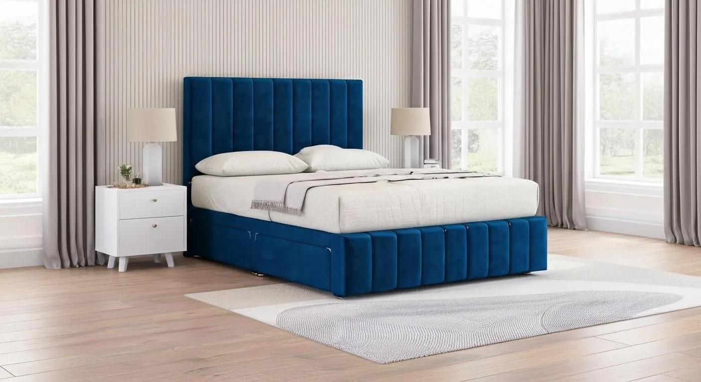 Orozco divan bed in blue velvet